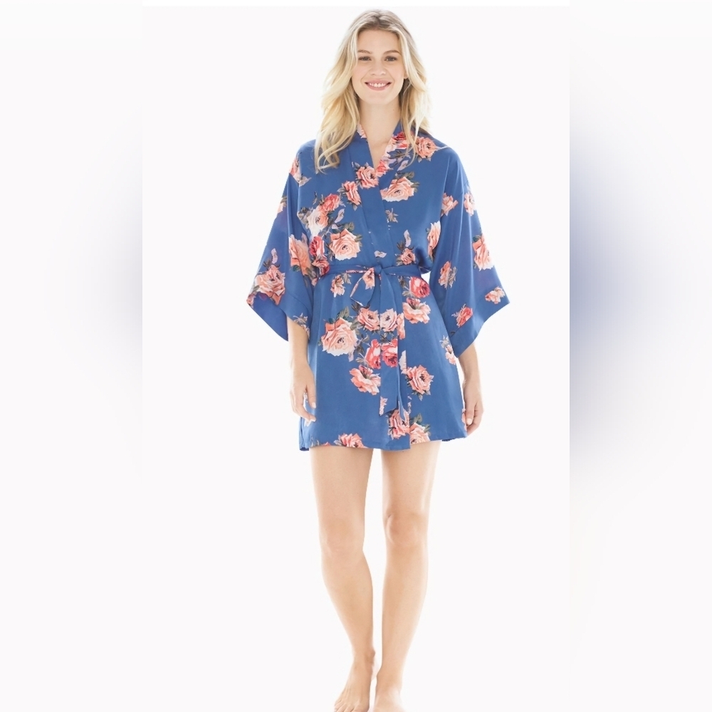 In bloom "unforgetable short robe" satiny floral sz XS